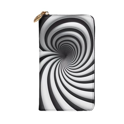 Spiral Optical Illusion GIF Prints Leather Long Clutch Wallet for Fashionable Girls and Women - Durable, Stylish, and Functional, Black, One Size2