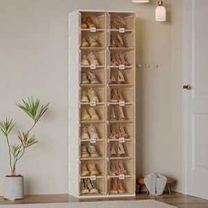 Shoe Organizer Storage Box, Portable Folding Shoe Rack for Closet with Magnetic Clear Door,Large Sneaker Cabinet Bins Sturdy Easy Assembly 10 Layers-20 Grids Shoe Organizer Storage Box Portable Folding Shoe Rack for Closet with Magnetic Clear DoorLarge Sneaker Cabinet Bins Sturdy Easy Assembly 10 Layers 20 Grids