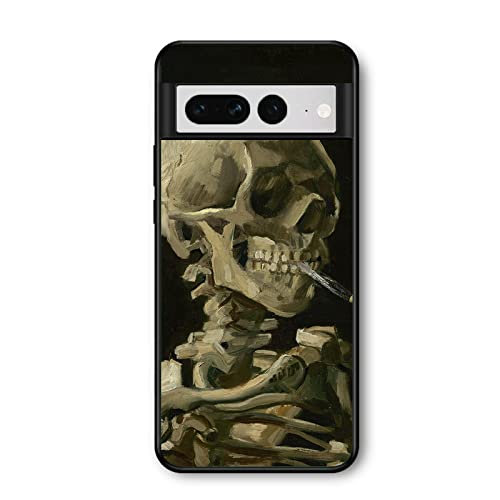 for Pixel 7 Pro Case, Van Gogh Skull Phone Case, Cool and Protective Phone Cover for Men and Women, Compatible with Google Pixel 7 Pro
