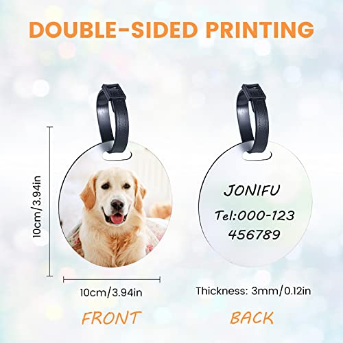 6Pcs Sublimation Blanks Luggage Tags With Strap, 4" White Blank Backpack Travel Bag Baggage Tags Double Sided Mdf Round Name Id Card Label Tag Perfect To Quickly Spot Luggage Suitcase #TOP1