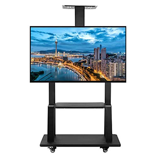 JaCCos Carro móvil con Estante/Bandeja para computadora portátil, Soporte rodante para exhibición con Ruedas, se Adapta a la mayoría de los LCD LED de 32 a 65, Altura Ajustable, Hermosos paisajes