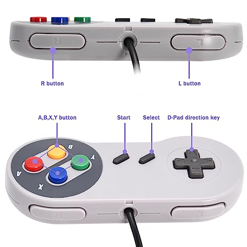image for KIWITATA 2 Pack SNES Wired Controller for Retro SNES Games, SNES Wired