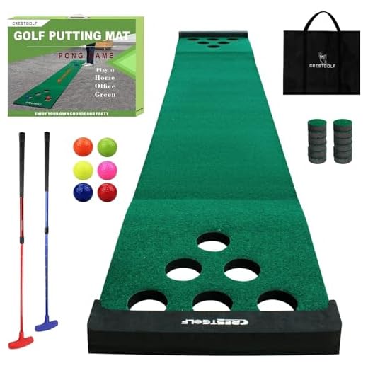 KOFULL Putting Mat Indoor Golf Putting Green Mat Indoor Outdoor (2 putters+ 6balls) Pong Mat Golf Practice ,327 * 50CM