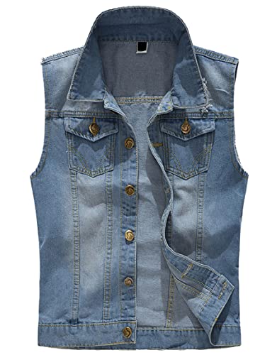 Gilet en jean pour homme sans manches la veste denim décontractée et classique