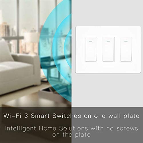 Moes Wifi Smart Light Switch,3 Gang No Screw Panel Smart Life/Tuya App Wireless Remote Control Wall Switch Timer For Lights,Compatible With Alexa,Google Home, Neutral Wire Required, No Hub Required #TOP3