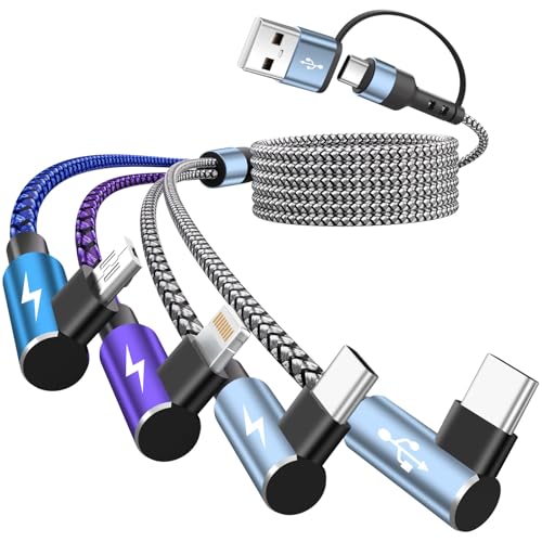 90 Degree Phone Charger Multi Charging Cable with Dual Type C Micro IP - image 1
