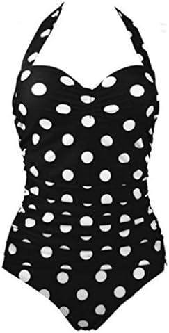 VOLUMUS(TM) Women Polka Dot Swimsuit Retro Vintage 3 Piece Swimwear Monokinis
