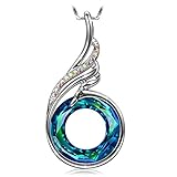 ♛ ESPECIFICACIÓN: Tipo de metal: Aleación respetuosa con el medio ambiente y con baño de rodio, sin cadmio ni níquel. Tipo de gema: Cristales de Swarovski, los cristales son suministrados por Swarovski, diseñados y fabricados en Kate Lynn Studio. Longitud de la cadena: 45 + 5 cm / 17,7 + 2 in; | Colgante: 2,3 * 4,6 cm / 0,9 * 1,81 in; Peso: 10,2 g / 0,252 oz.