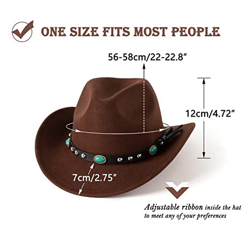 Lisianthus Men & Women Two Tone Western Cowboy Cowgirl Hats Coffee & Khaki #TOP4