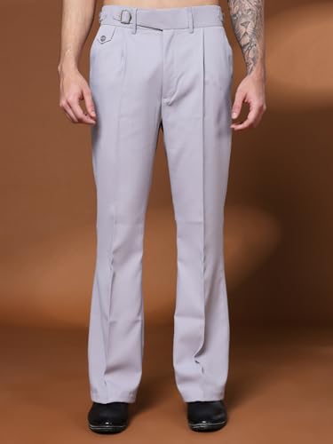Image of Gurkha Pants for Men | Trouser for Men | Formal Pant | Single Buckle | Bell Bottom Trouser High Waist Pleated Casual Trousers | Flared Bottom Leg Pants for Office Smart Casual Travel Party