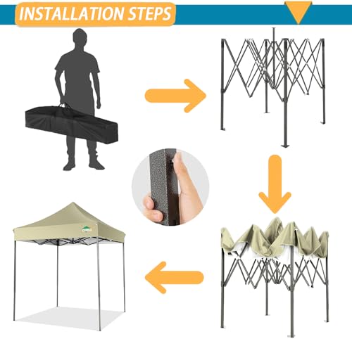 Image of COBIZI 10x20 Pop Up Canopy Tent,Heavy Duty Canopy(Khaki White No Sidewalls)