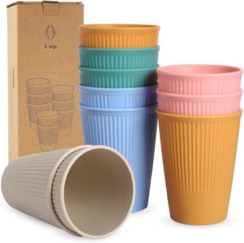 Goevcclei Gobelet plastique,Tasse de incassable en polypropylène sain pour adultes et enfants,10 pièces, multifonction, passe au micro-ondes et au lave-vaisselle (5 couleurs)