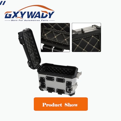 Alforjas laterales universales para motocicleta GXYWADY, caja dura de aluminio plateado de 36 L con soportes de fijación miniatura 4
