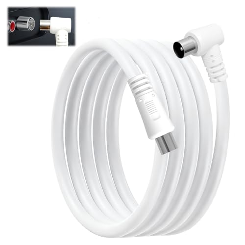 Câble Antenne TV 1M, Câble Coaxial Haute Performance Mâle-Mâle avec Connecteur 90°, Double Blindage pour Signal 4K/HD, Compatible Téléviseurs, Décodeurs, Satellite, TNT, Sky Box et Récepteurs TV