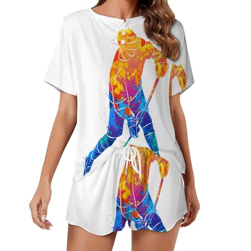 Pyjama court femme hockey | Ensemble de nuit été doux