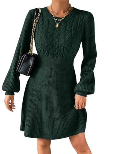 winter dresses for women Knit Lantern Sleeve Sweater Dress