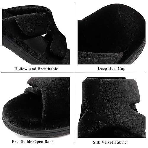 BCSTUDIO Women's Fuzzy House Slippers with Arch Support Plantar Fasciitis Orthopedic Slippers for Women Indoor and Outdoor4