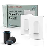 Smart WiFi Light Switch (Single-Pole Only) by LUMIMAN 2 Pack, Easy In-Wall Installation(Neutral Wire Required), Compatible with Alexa and Google Home
