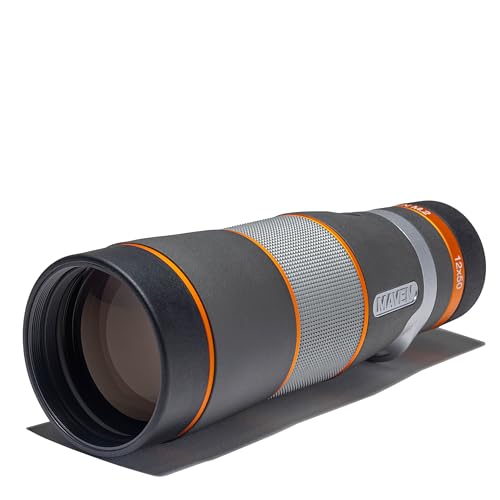 Maven M.2 50mm Monocular (12x50, Grey/Orange) | Best for Birding, Wildlife Viewing, and Hunting | Adjustable Eyecup, Compact, Fully Multi-Coated Lenses, Rubber Armor, Fogproof and Waterproof