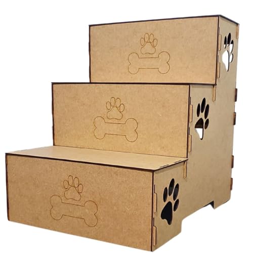 Escada Pet Cachorro, Gato E Outros Pet's de Micro Porte Feita Em Madeira Natural 3mmX45x45x37cm