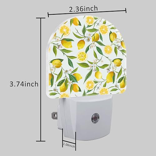 Image of Watercolor Lemon Floral Night Light Plug into Wall with Dusk to Dawn Sensor Cute Nightlight for Kid Girls Boys Women Men Room Decor, Hallway, Kitchen, Bathroom, Nursery, Stairs