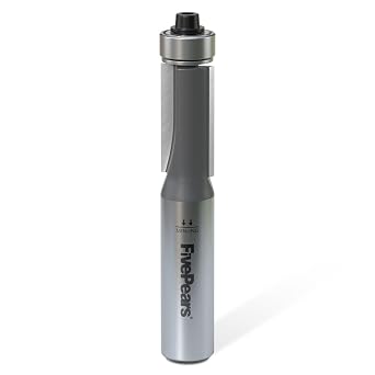 FivePears Flush Trim Router Bits 1/2 Inch Shank, 1/2 Inch Cutting Diameter, 1 Inch Cutting Length, Bottom Bearing Flush Straight Cut Trim Router Bit for Woodworking.