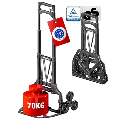 ATHLON TOOLS Carretilla Plegable de Aluminio, Mango extralargo de 110 cm, Superficie de Carga con Almohadillas Antideslizantes, Modelo 2025