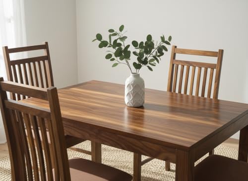 Image of RECTART Solid Wood Dining Table Set with Chairs for Living Room Home | Wooden Dining Room Sets Furniture for Hotels and Restaurants | (Cheap-Brown-N, 4 Seater)