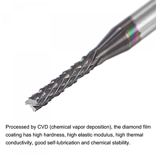Image of uxcell End Mill CNC Router Bits, 1.8mm x 9.5mm 1 /8 inch Shank Diamond Film Coated Carbide Engraving Bit Milling Cutter Left Hand for PCB Plastic Fiber Wood 5pcs