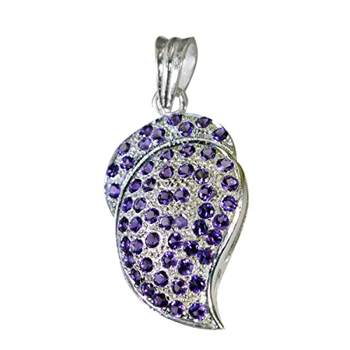 Pendentif en argent améthyste violette et serti clos rond pour femme