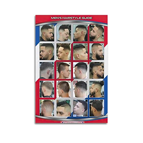 Barber Shop Poster - Salon Poster with Latinos and Modern Haircuts - Decorative Canvas Wall Art - 12x18inches (30x45cm) Unframed