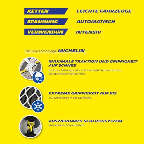 MICHELIN EASY GRIP Limited 17 | Schneekette Auto Textilschneekette 2 Stück | Reifen Schneekette Ultraleistungsfähig | Einfache Handhabung
