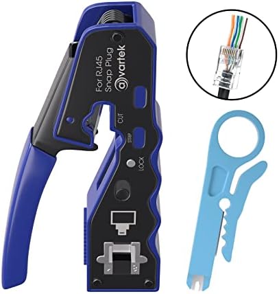 AVARTEK - Pass Through RJ45 Crimping Tool Crimper for CAT6a CAT6 CAT5e CAT5 Pass Through Connectors, Professional Ethernet Network Wire Crimper Tool