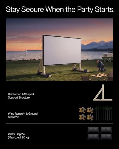 Image of AWOL Valerion 150 Inch Inflatable Outdoor Movie Screen, Inflatable Projector Screen with Cordless Air Pump, 16:9 Front Projection for Backyard, Camping and Outdoor Movie Nights