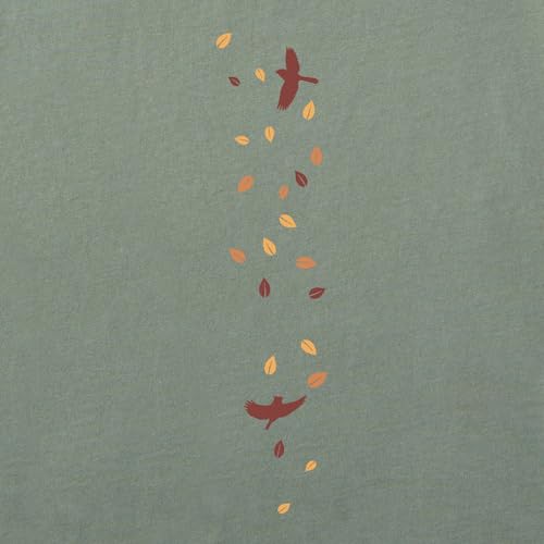 Life is Good. Women's Autumn Tree Leaves Long Sleeve Crusher Tee, Moss Green3