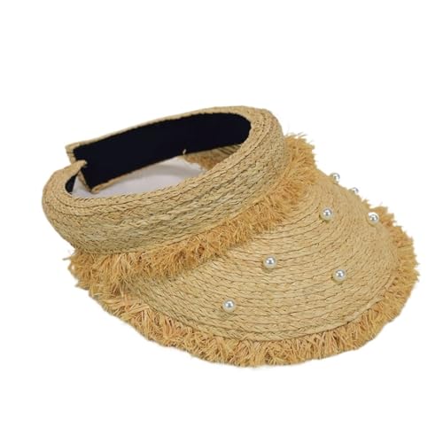Chapeau de plage en raphia de perles idéal pour les vacances d'été et après-midi ensoleillés