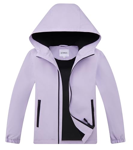 Image of Boys Girls Rain Jackets Waterproof Hooded Fleece Raincoats Lightweight Windbreakers for Kids