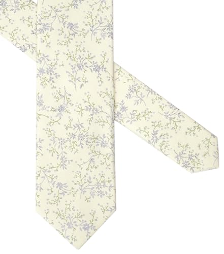 Image of BELLUNO Men's Cotton Floral Skinny Tie, 2.5 inch Width, with Gift Box