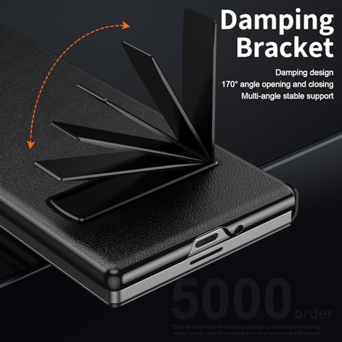 Image of for Samsung Galaxy Z Fold 8 Ultra Magnetic Flip Folding Case, Multi-Angle Bracket, High Classy Luxurious Business Leather, Full Body Hinge Protective Slim Cover.(Black)