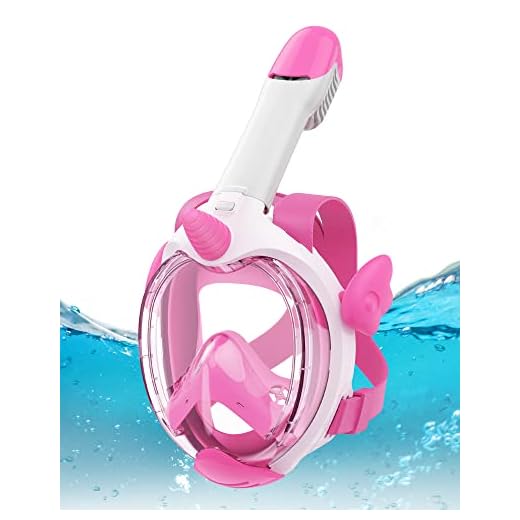 Unicorn Style Full Face Snorkel Mask for Kids, Kids Snorkeling Set 180 Degree Panoramic View, Anti-Leak, Anti-Fog, Portable Bag Included - Pink
