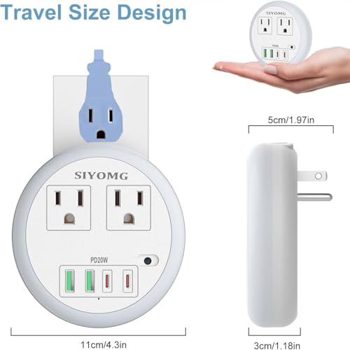 Image of LED Night Lights Plug into Wall, Plug in Night Light with 4 USB Ports and 2 Outlets, Smart Dusk to Dawn Sensor 6-Color Adjustable, Night Light for Bathroom Bedroom Hallway