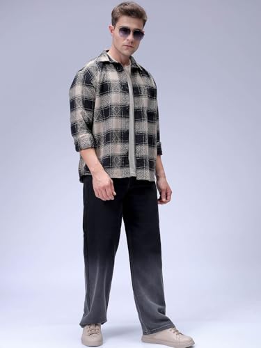 Image of The Indian Garage Co Men Relaxed Fit Checkered Full Sleeves Cutaway Collar Casual Shirt