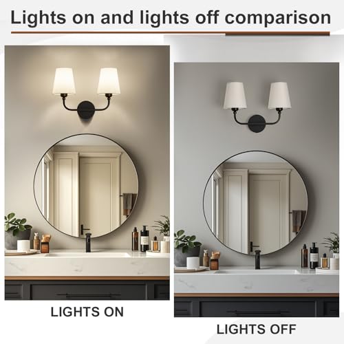Image of Bathroom Vanity Light, Matte Black Bathroom Lighting Fixtures Over Mirror