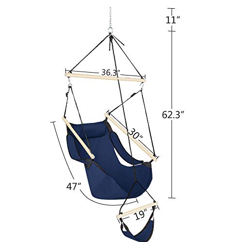Oncloud OC-NJB-HAMMOCKCHAIR-1 Upgraded Unique Hammock Hanging Sky Chair, Air Deluxe Swing Seat With Rope Through The Bars Safer Relax With Fuller Pillow And Drink Holder Beech Wood Indoor/Outdoor Patio Yard 250Lbs thumb #4