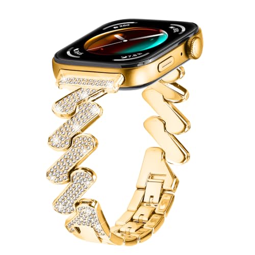 Image of AsohsEN Metal Strap Compatible with Huawei Watch Fit 3 Band, Adjustable Elegant style Casual Sport Fitness Replacement Wrist Band for Huawei Watch Fit 3 Strap women men (Gold)