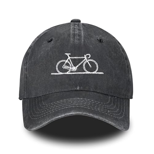 Cycling Embroidered Baseball Cap Adjustable Vintage Washed Distressed Denim Baseball