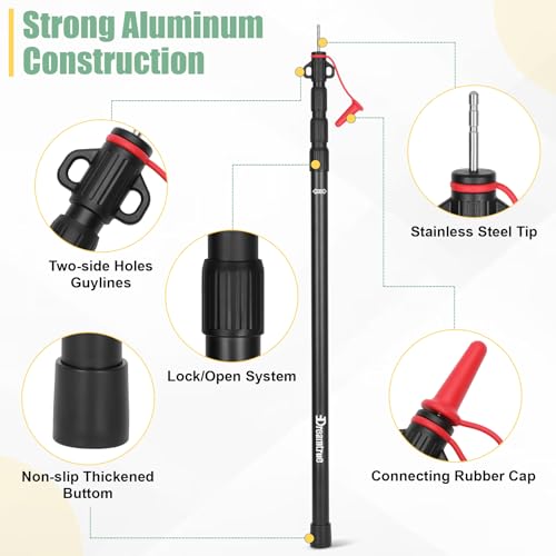 Image of Dreamtrue Tarp Poles Telescoping, Upgraded 4-Section Adjustable Tent Poles, Heavy Duty Aluminum 8.7Ft Length Shade Sail Poles, Canopy Awning Support Poles Set Sun Shade Cloth Poles(Black-2pcs)