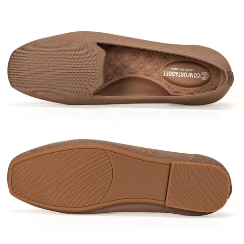 Image of Frank Mully Women's Loafer Flats Square Toe Comfortable Office Work Shoes, Cute Penny Loafer Slip On Walking Driving Shoes