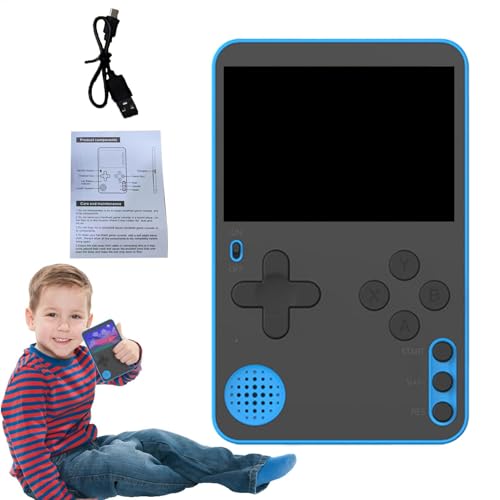 Consola de juegos retro para niños, juego retro de mano para niños, consola de videojuegos portátil, juego de mano vintage con carga USB, consola de juegos infantil para escuela, viaje de negocios,