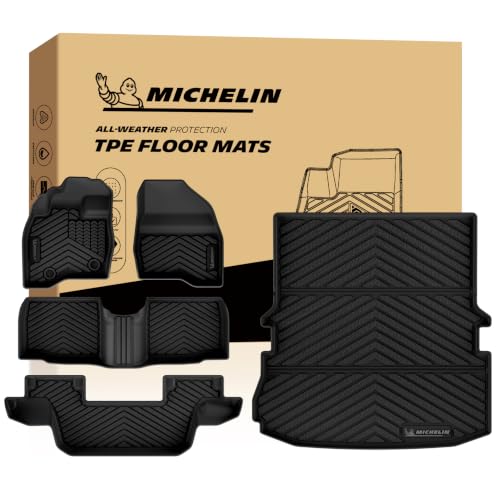 Image of Michelin Vehicle Mats for 2015-2019 Explorer 7 Seats | Floor Mats & Trunk Liner & Backrest Mat, Premier Series, All-Weather Floor Liner, Custom Fit, Durable TPE, Non-Slip